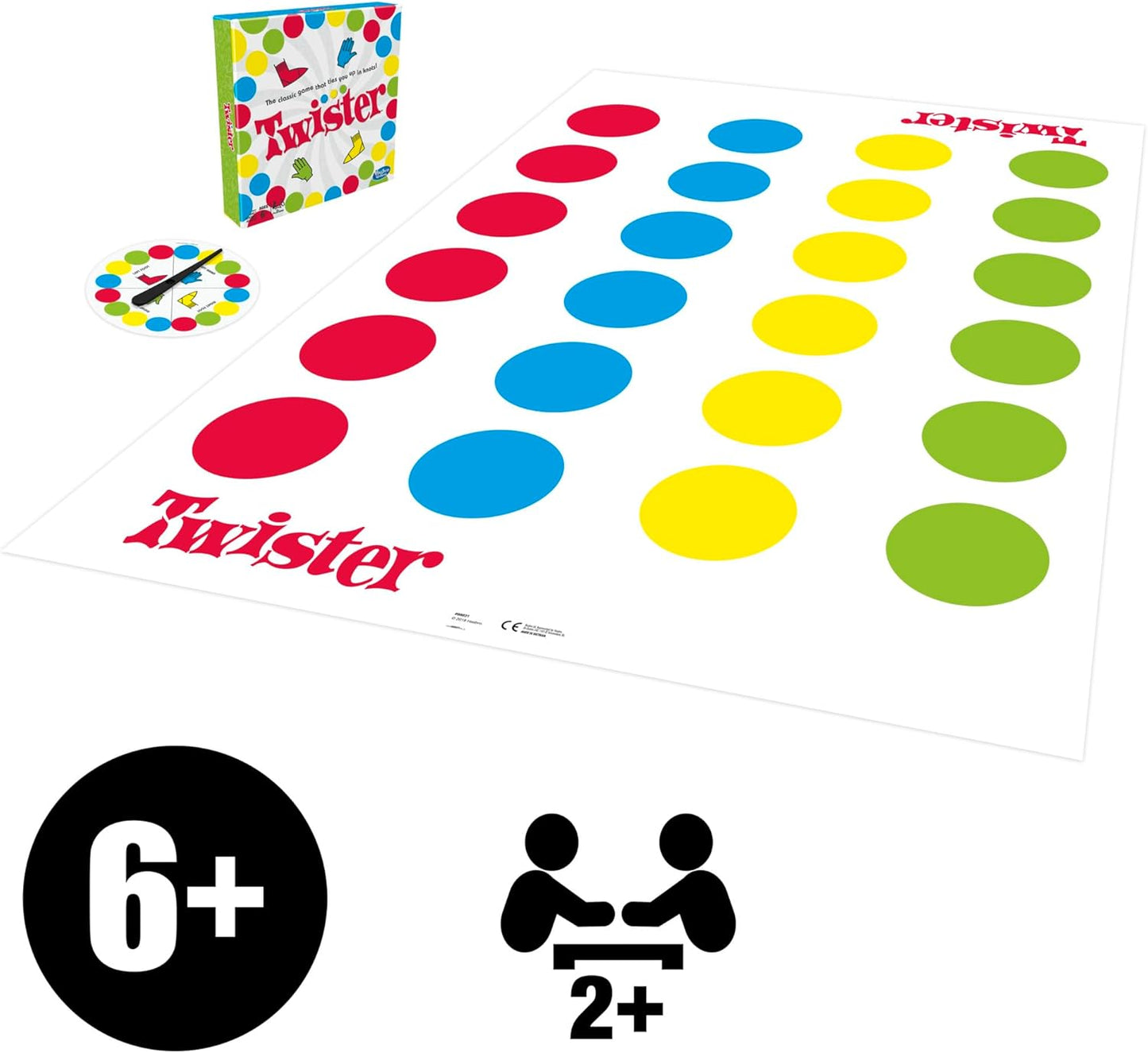 Hasbro Twister Party Classic Board Game for 2 or More Players,Indoor and Outdoor Game for Kids 6 and Up,Packaging May Vary