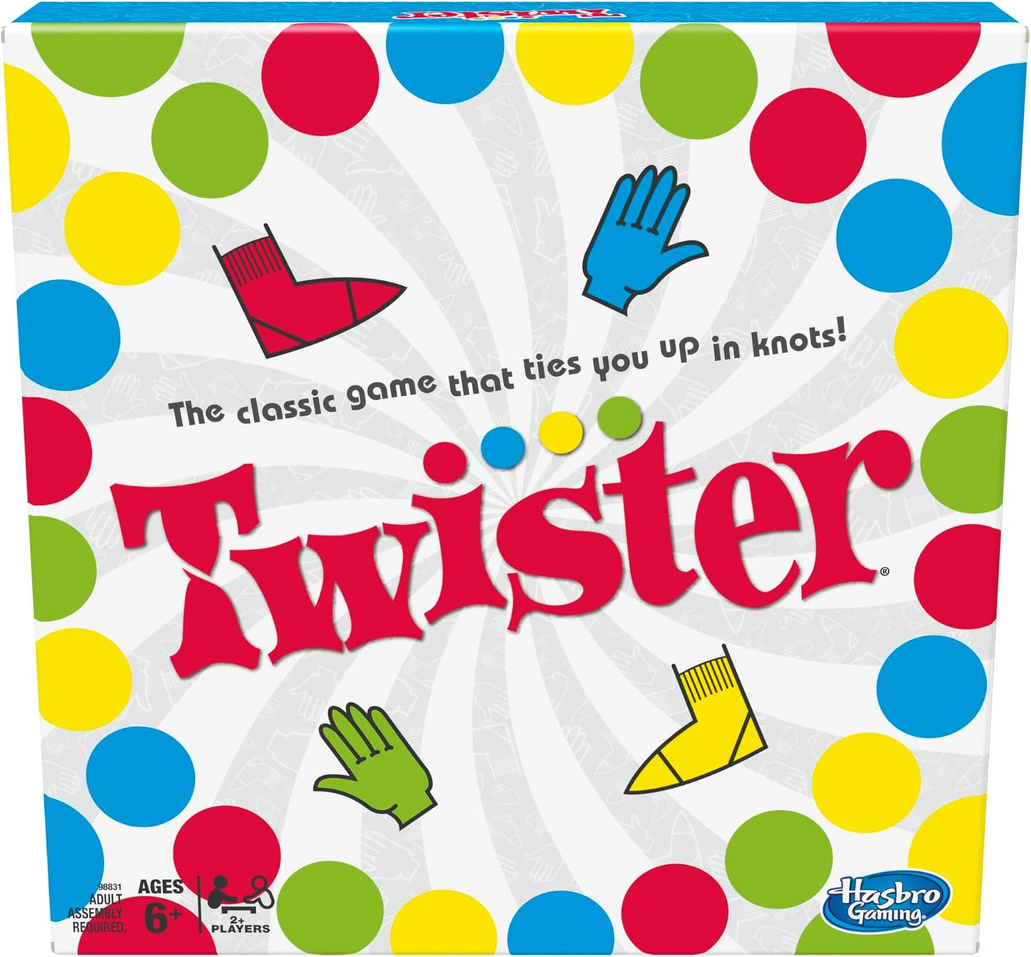 Hasbro Twister Party Classic Board Game for 2 or More Players,Indoor and Outdoor Game for Kids 6 and Up,Packaging May Vary