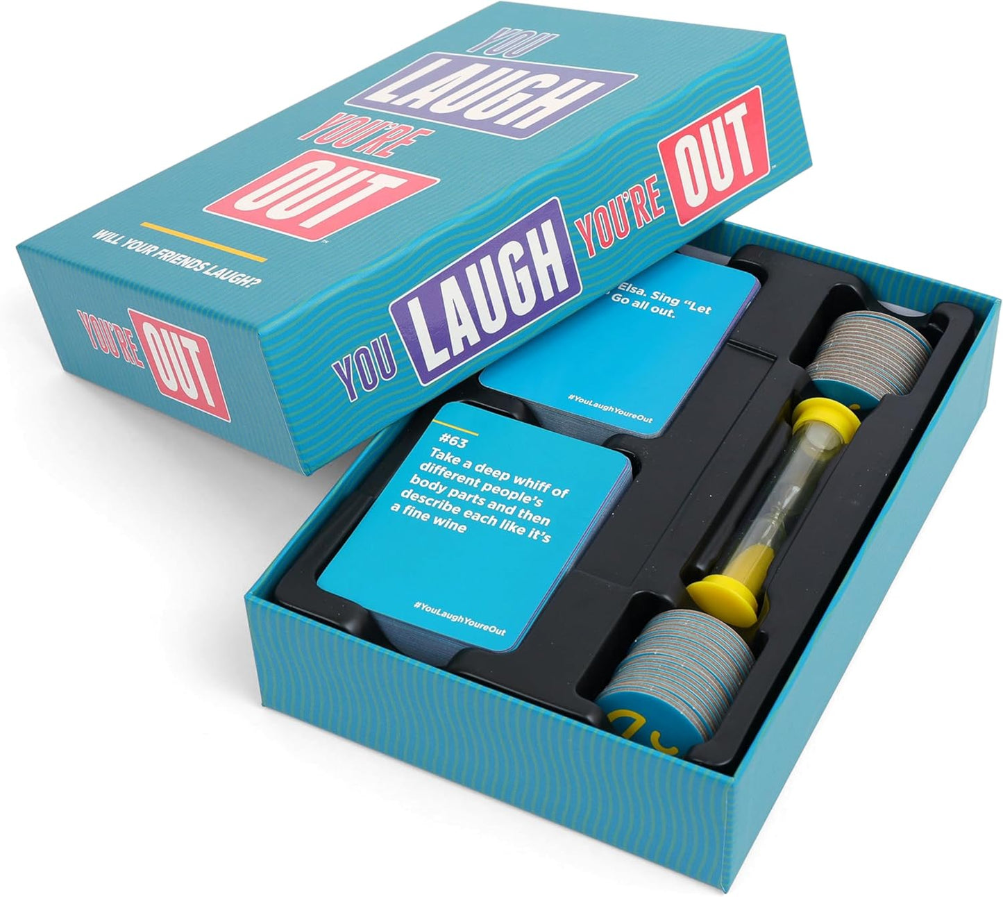 DSS Games You Laugh You're Out A Party Game with Hilarious Charades Family Card Games for Adults & Kids, 125 Prompt Cards Fun Card Games for Family Game Nights, Gatherings, & Parties Ages 14 +